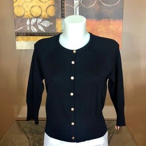 St. John Sport 3/4 Sleeve Blk Knit Cardigan Size S